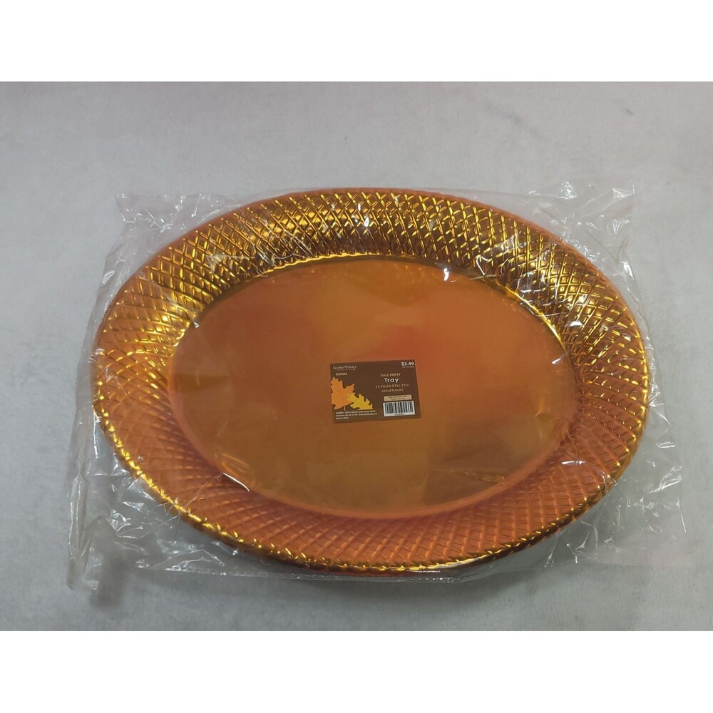 ​Hobby Lobby Fall Party 2023 Orange Metallic Oval Serving Tray Brother Sister